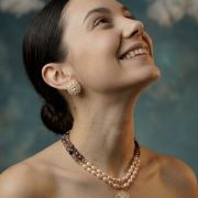 Camille – Gold Freshwater pearls with Tourmaline Semi-Precious Stone